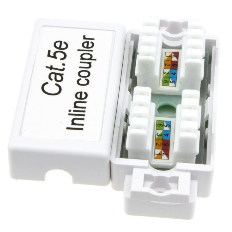 Gigabit CAT5e/CAT6 Inline Push Down Coupler Junction Box White