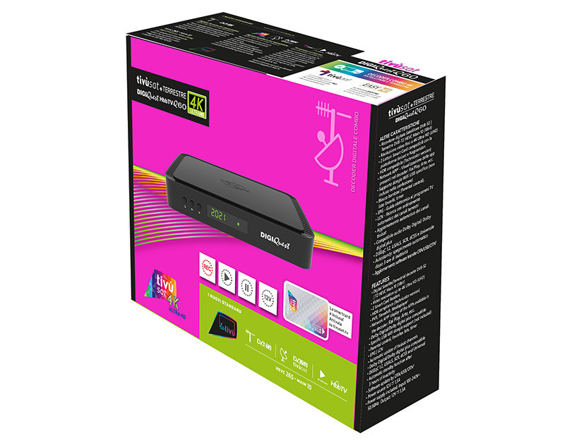 Tivusat Digiquest Q60 Official 4K UHD Italian Receiver and Card