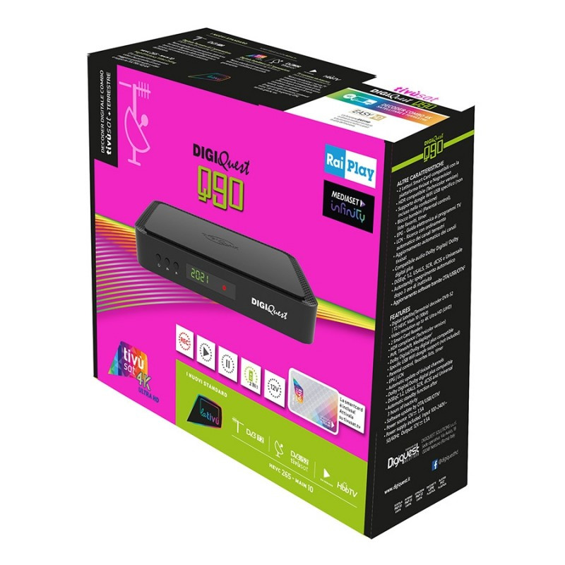 Tivusat Digiquest Q90 Official 4K UHD Italian Receiver and Card