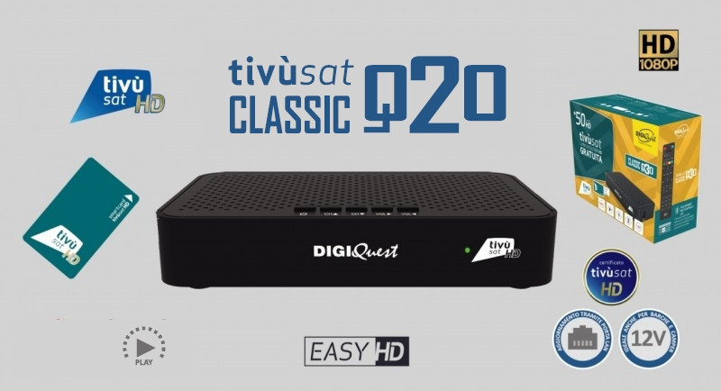 Tivusat Digiquest Classic Q20 Official HD Italian Receiver and Card