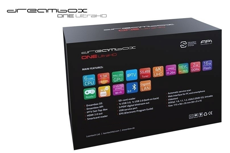 Dreambox One Ultra HD 4K 2xDVB-S2X M/S Tuner Dual Wifi E2 Linux H.265 2160p