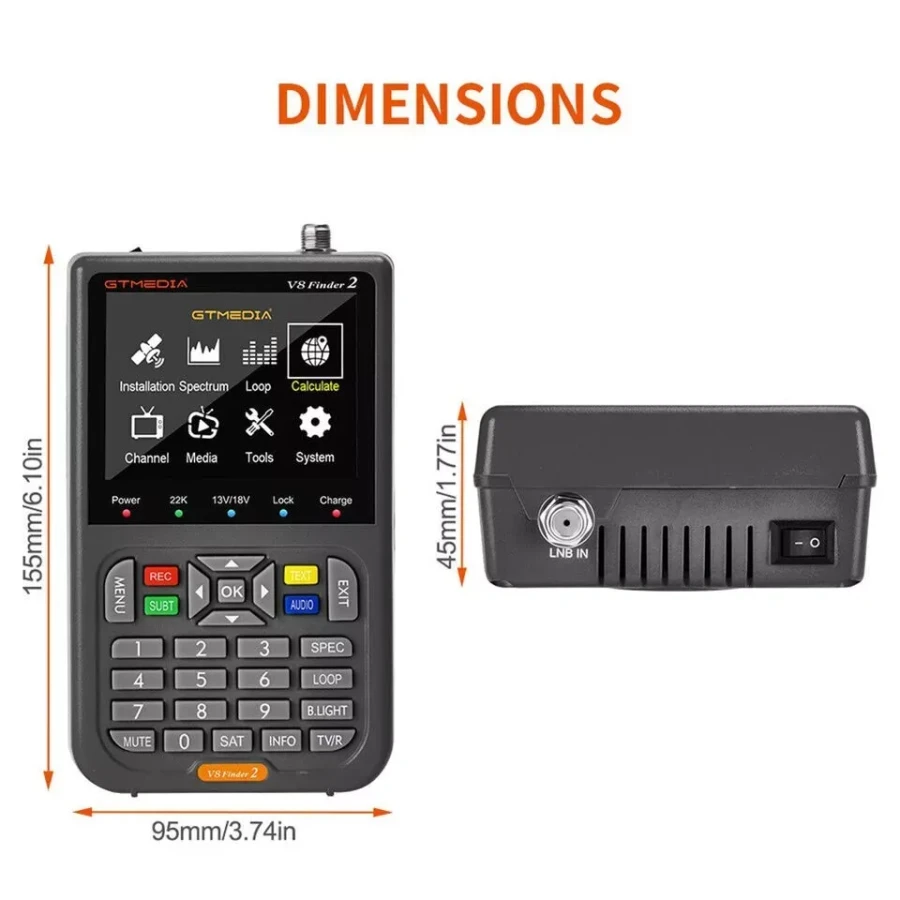 3.5  LCD GTMedia V8 Finder2 Satellite Finder Signal Meter Built-in Battery 1080P