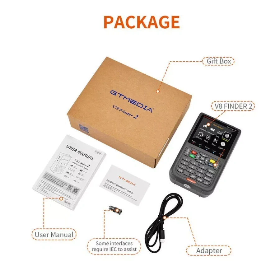 3.5  LCD GTMedia V8 Finder2 Satellite Finder Signal Meter Built-in Battery 1080P