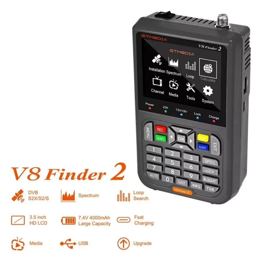 3.5  LCD GTMedia V8 Finder2 Satellite Finder Signal Meter Built-in Battery 1080P