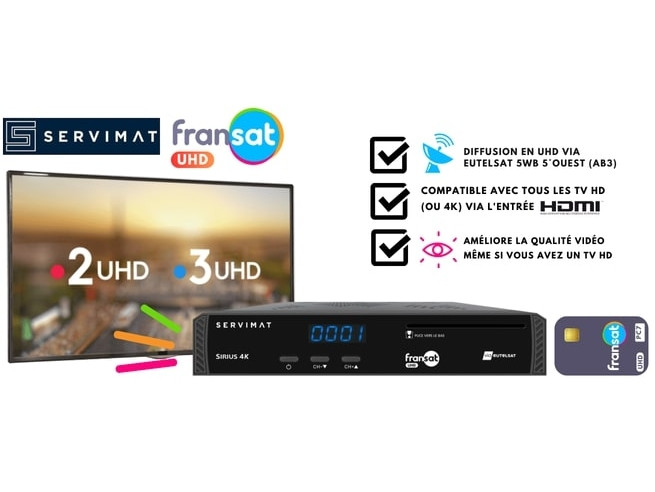Fransat UHD Servimat SIRIUS 4K French Digital TV Receiver and Card