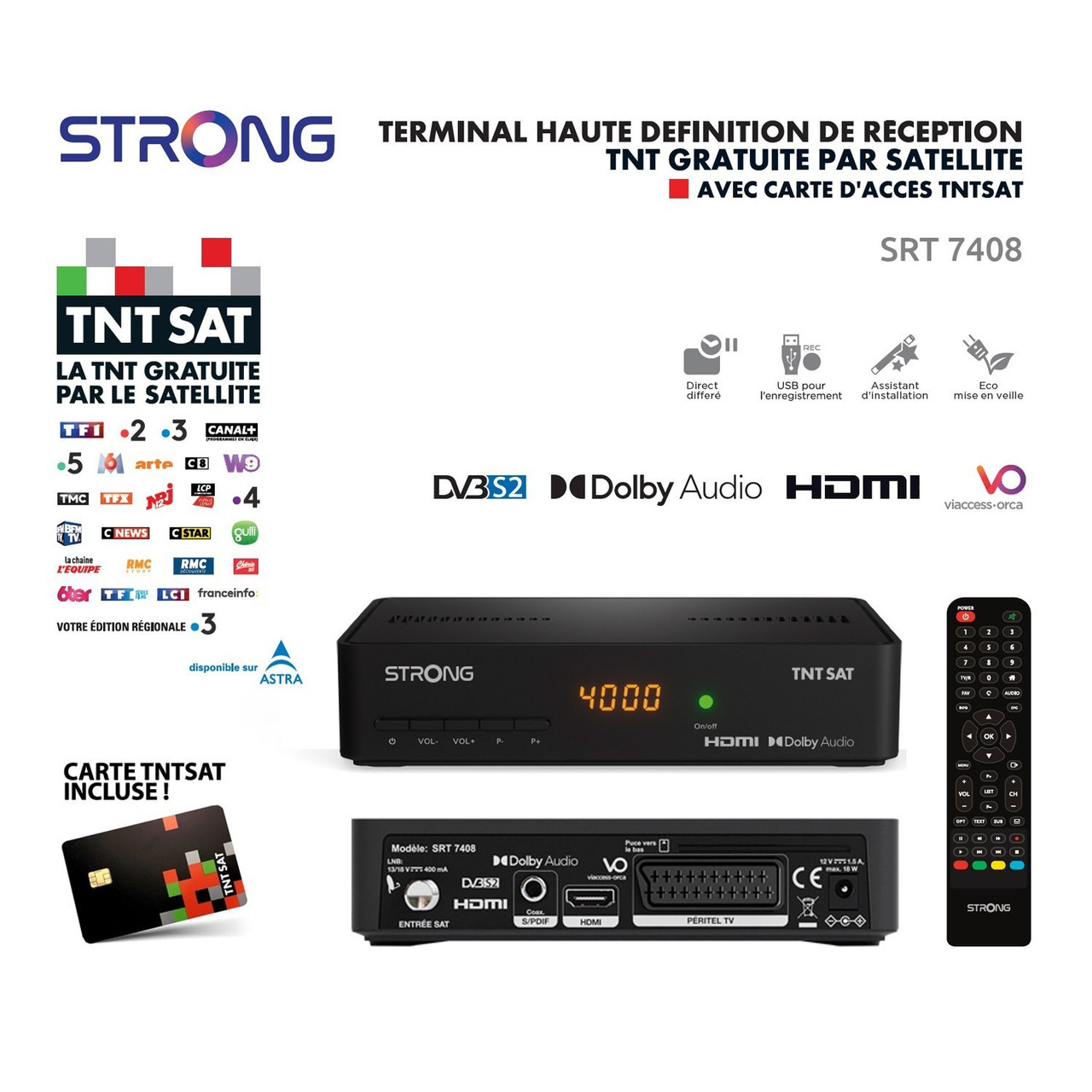 TNTSAT HD Strong SRT 7408 Official French Digital TV Receiver and Card
