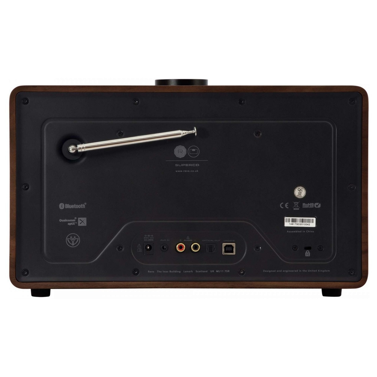 REVO SuperCD DAB+ FM Radio with Bluetooth Internet USB Walnut/Black