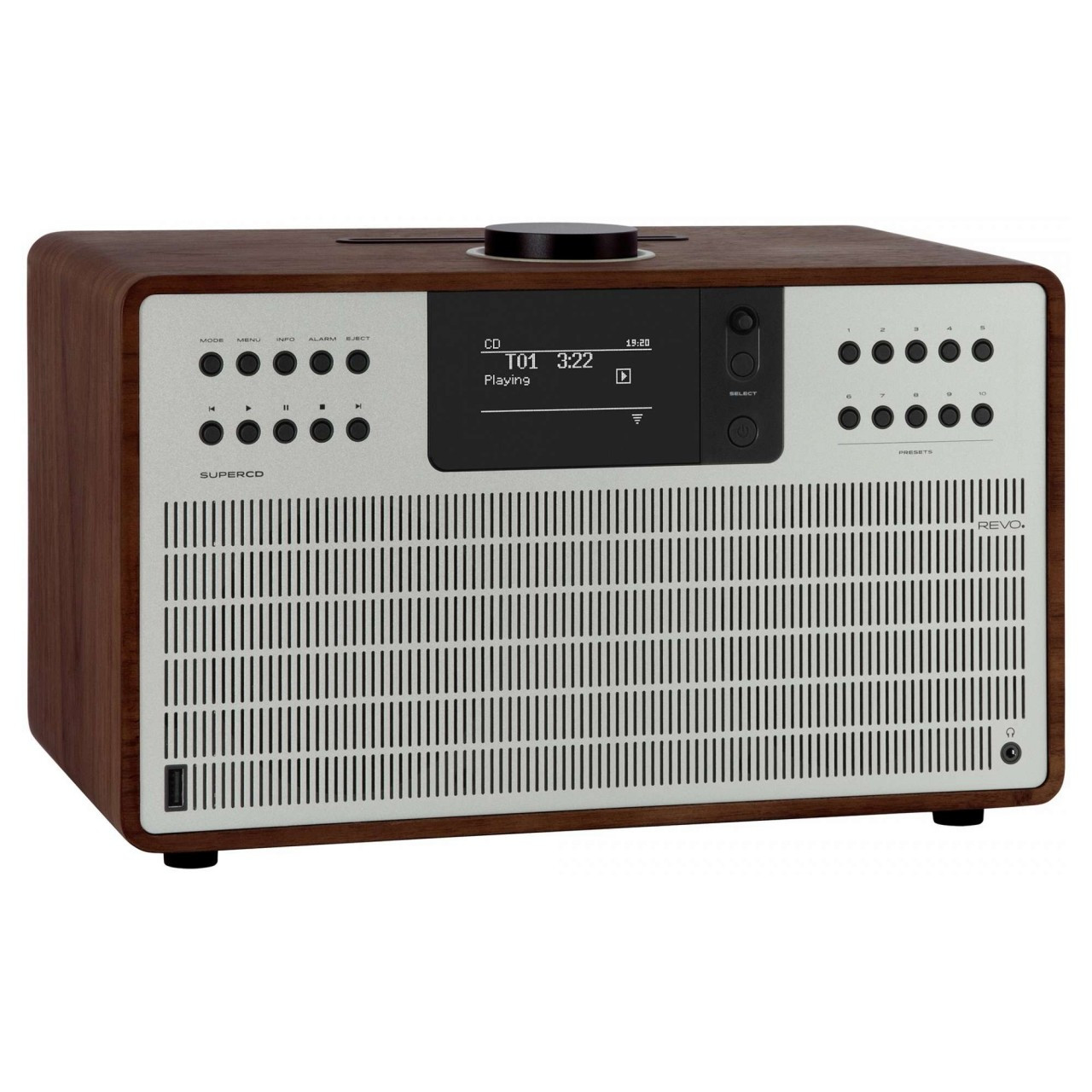 REVO SuperCD DAB+ FM Radio with Bluetooth Internet USB Walnut/Silver