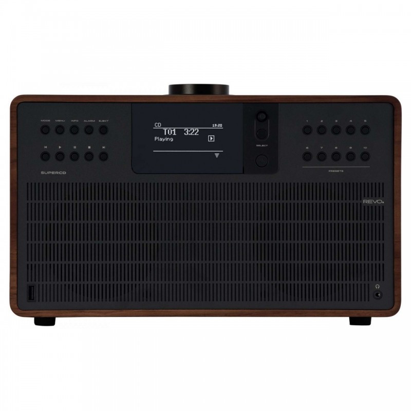 REVO SuperCD DAB+ FM Radio with Bluetooth Internet USB Walnut/Black