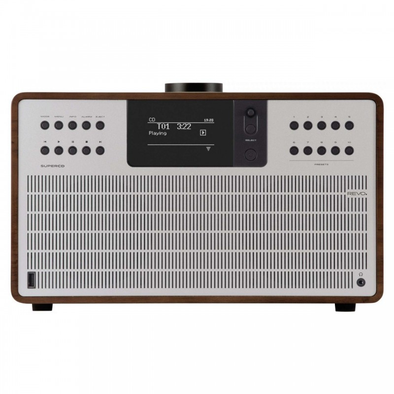 REVO SuperCD DAB+ FM Radio with Bluetooth Internet USB Walnut/Silver