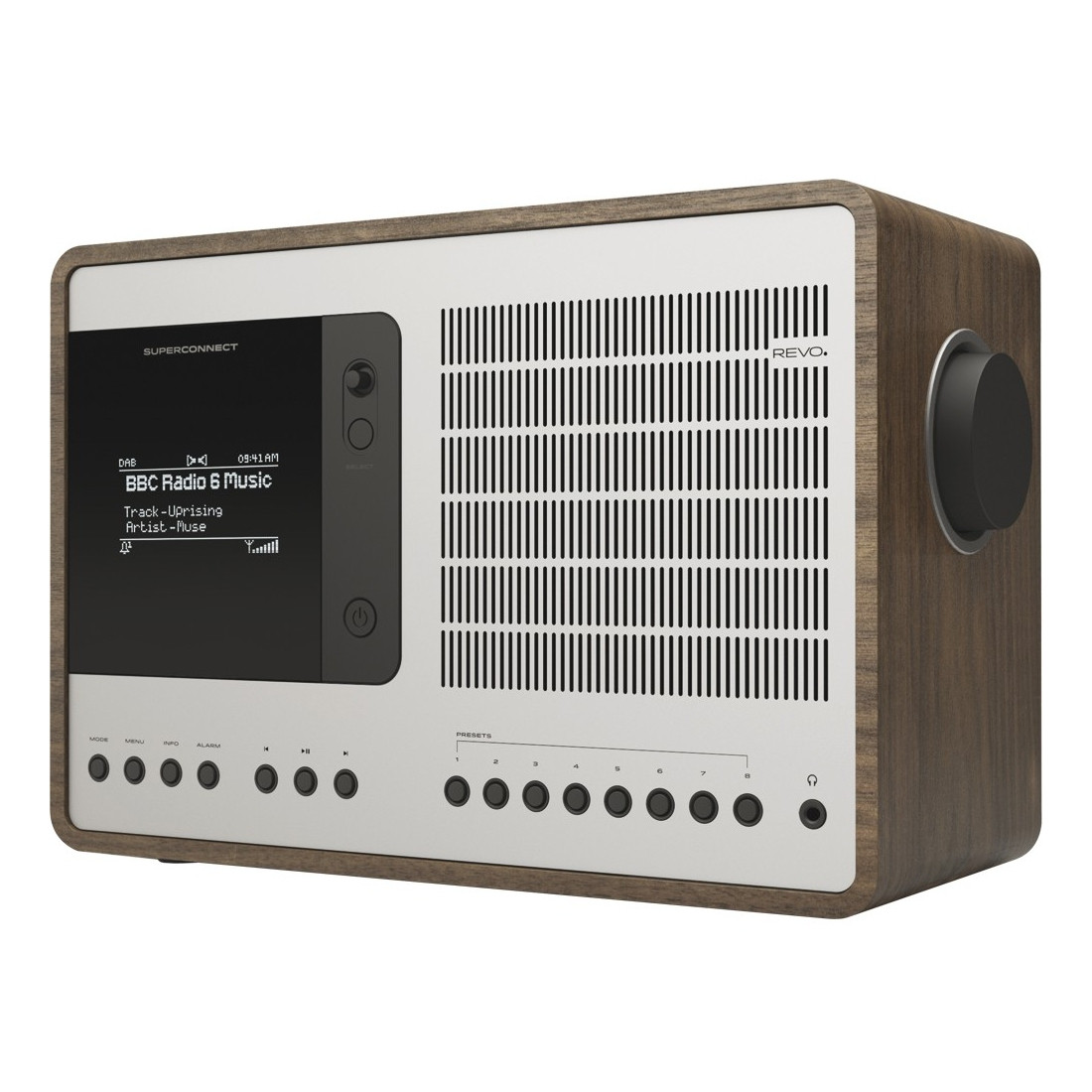 REVO SuperConnect DAB+ FM Radio with BT Spotify Walnut/Silver