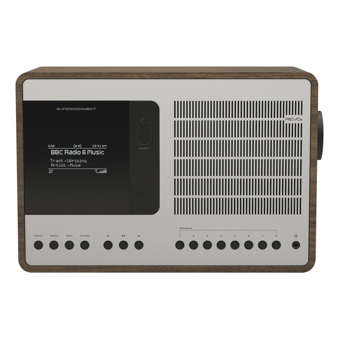 REVO SuperConnect DAB+ FM Radio with BT Spotify Walnut/Silver