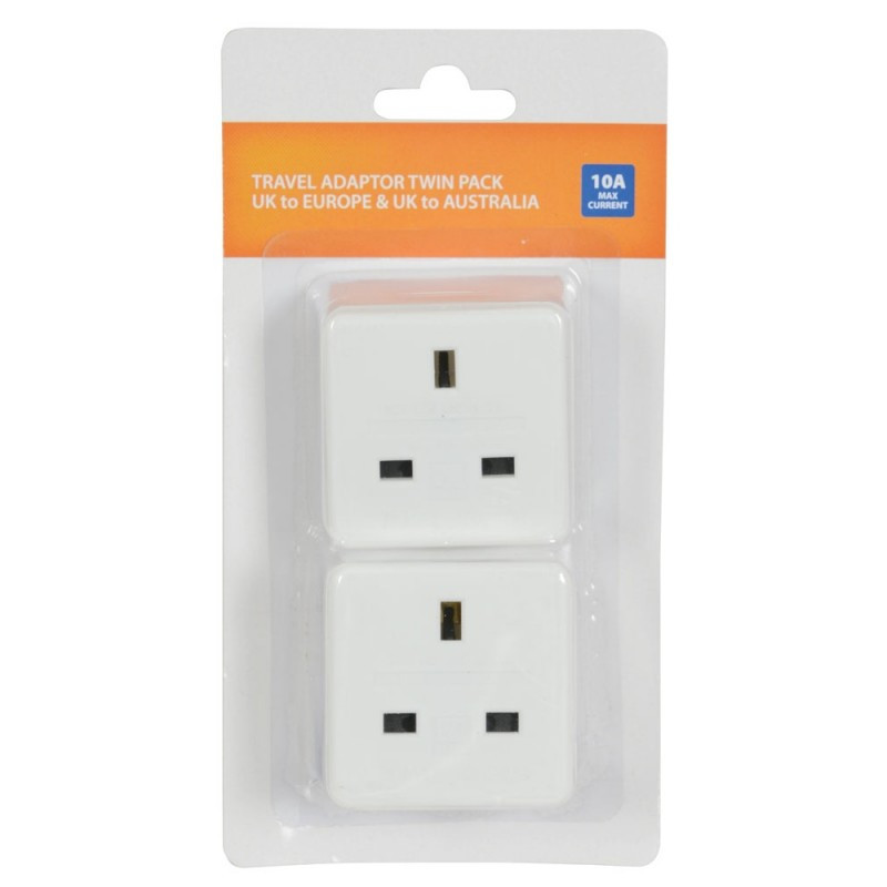 UK to Australia and UK to Europe Adaptor Plug Twin Pack
