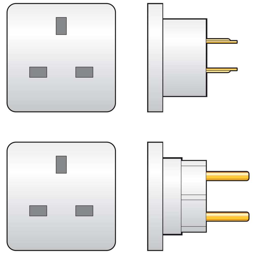 UK to Australia and UK to Europe Adaptor Plug Twin Pack