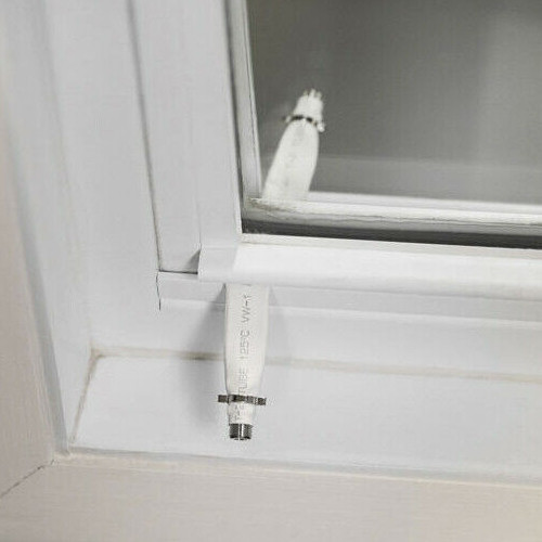 Flat Coax Door Window Extension Cable White 20cm F to F