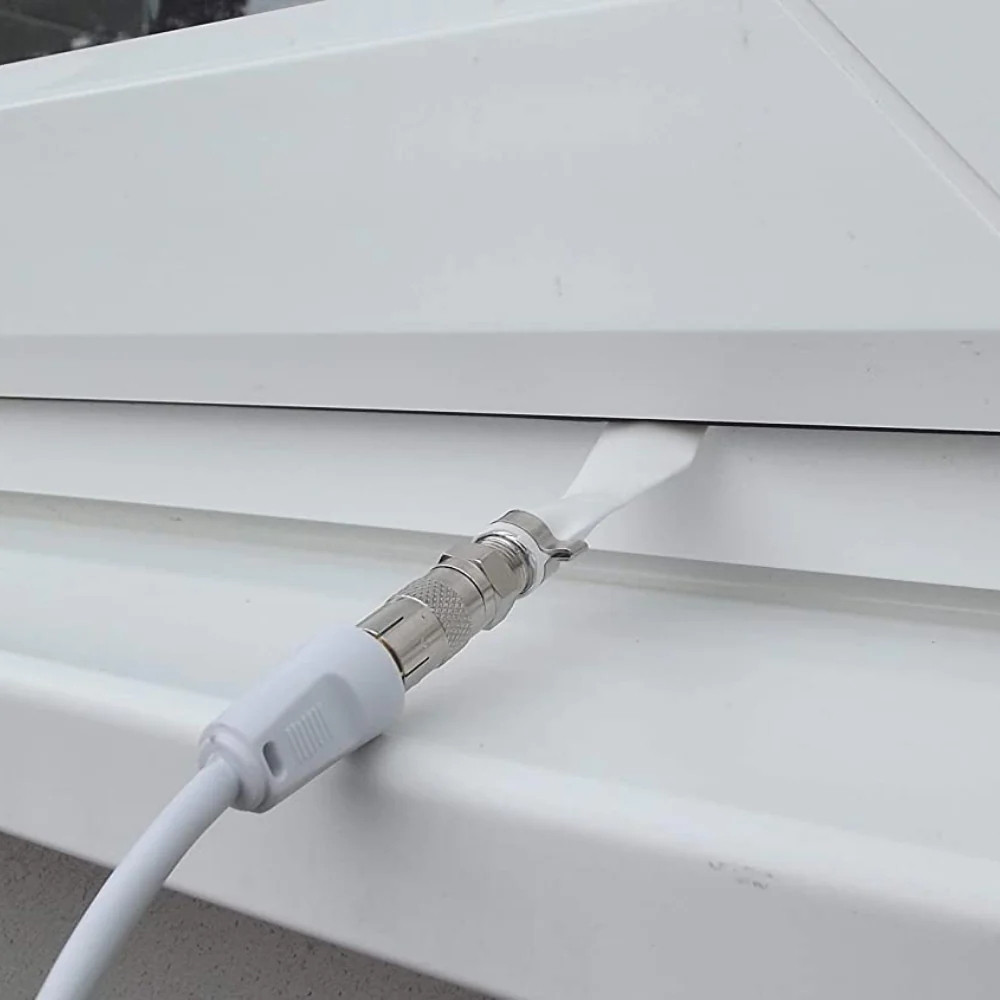 Flat Coax Door Window Extension Cable White 20cm F to F