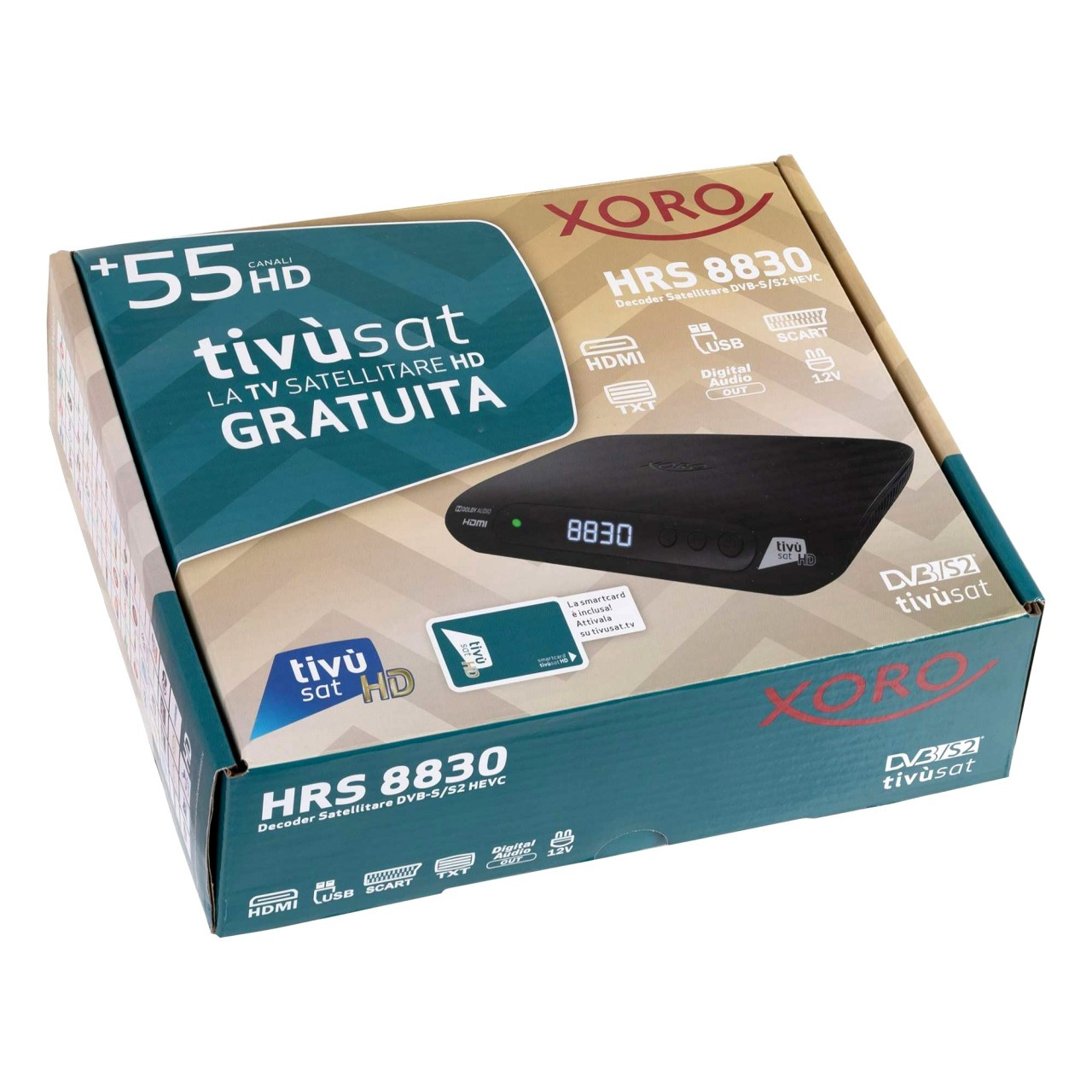 Tivusat Xoro HRS 8830 White Official HD Italian Receiver and Card